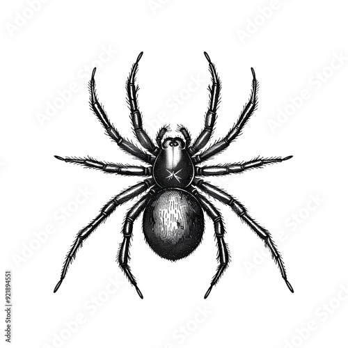 Spider object old botanical vintage style with white isolated background design
