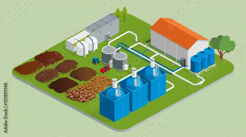 Isometric modern biogas plant