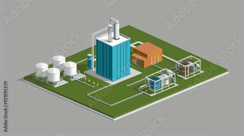 Isometric modern biogas plant