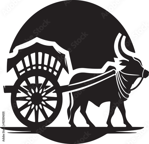 silhouette of Bullock Cart design vector style and carriage