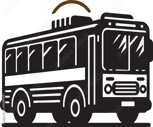 Vector black sign bus illustration