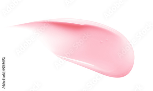 Pink cream texture. Face serum, cosmetic lotion smear. Creamy beauty skincare product swatch isolated on transparent background