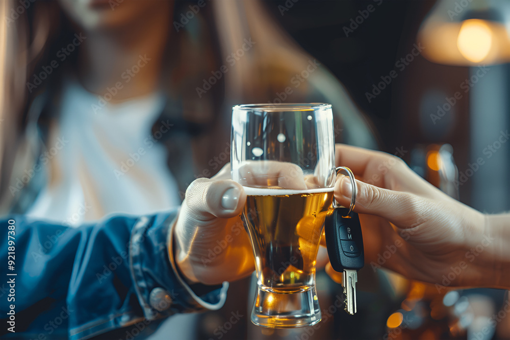 The concept of not drinking while driving. The concept of not drinking while driving.