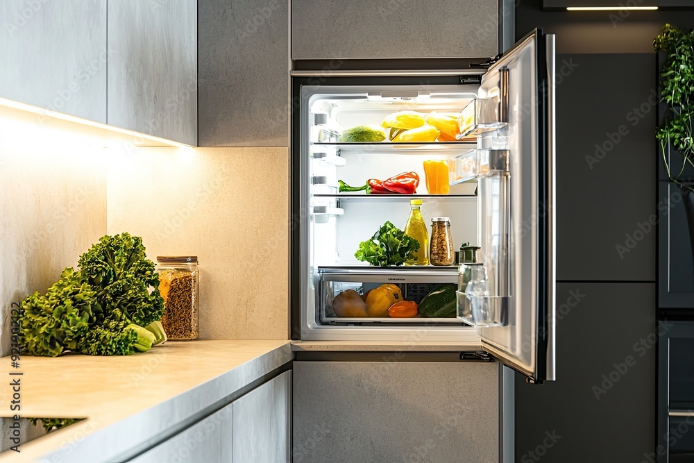 interior of modern kitchen with stainless steel cupboard, nobody inside interior of modern kitchen with stainless steel cupboard, nobody inside