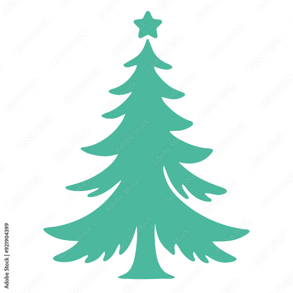 Obraz premium A green Christmas tree with a star on top