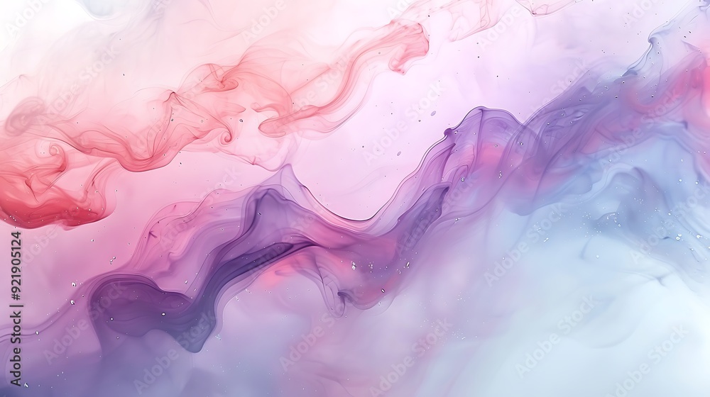 Obraz premium Abstract pastel watercolor splash, fluid and organic shapes in lavender, mint, and peach, gentle blending, hd quality, ethereal and calming atmosphere. --ar 16:9 --v 6.0 --s 250 --style raw