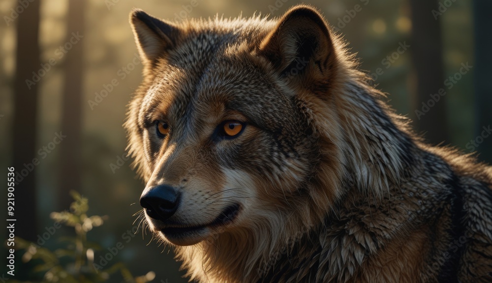 Fototapeta premium Majestic Wolf Portrait in Nature