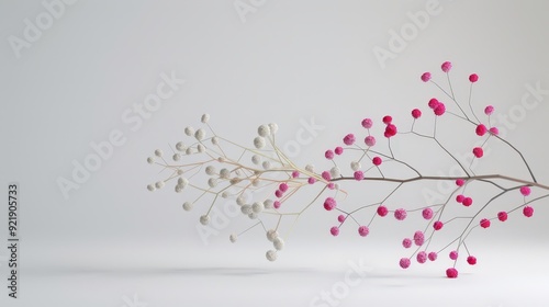 Botanical Illustration of Plant Hormone Distribution with Auxins and Cytokinins in 3D Animation on White Background photo