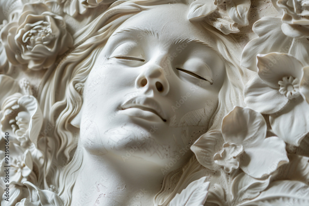 Mural 3d effect white color wallpaper wall art AI generated illustration Mural 3d effect white color wallpaper wall art AI generated illustration