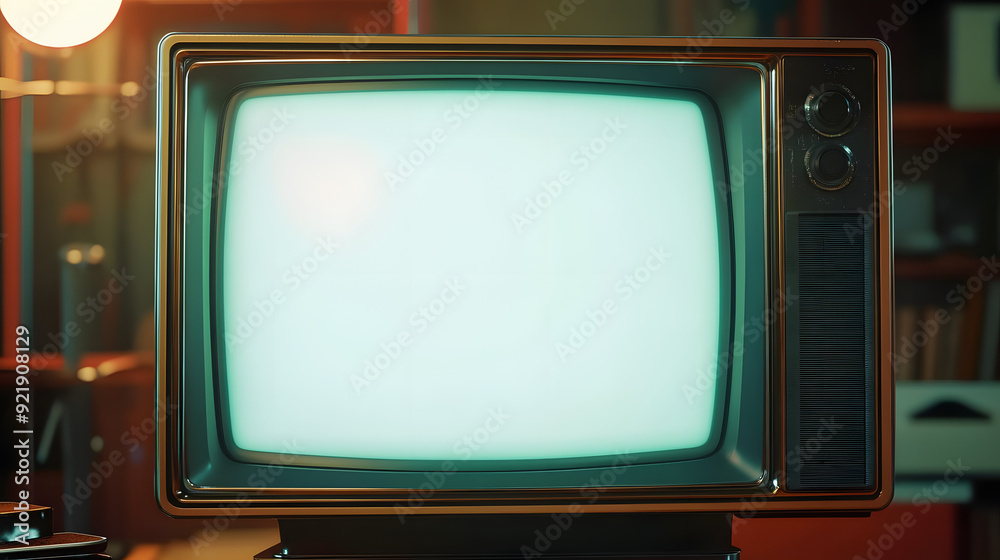 Close up of classic television screen with blank space media and entertainment theme Close up of classic television screen with blank space media and entertainment theme