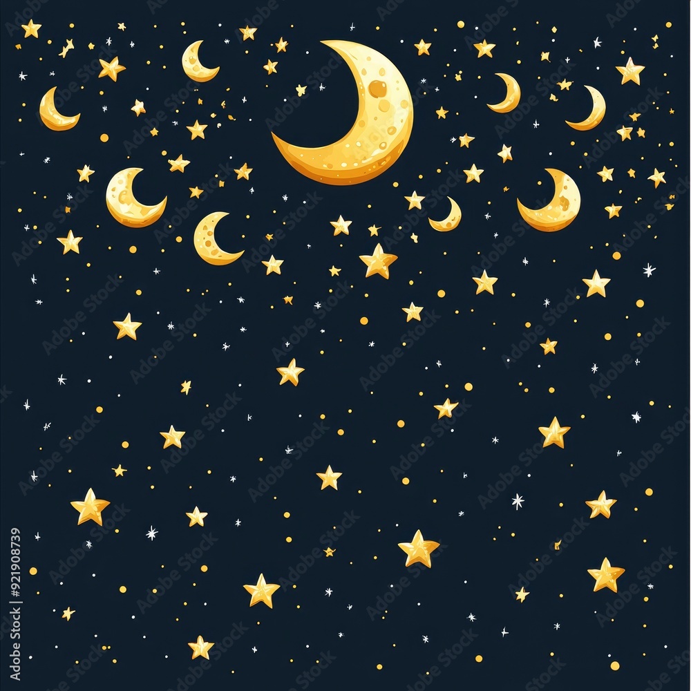 Fototapeta premium Night Sky with Stars and Moons