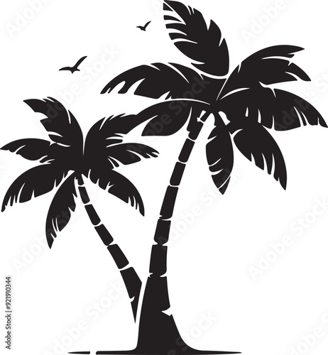 Palm tree illustration silhouette vector art design