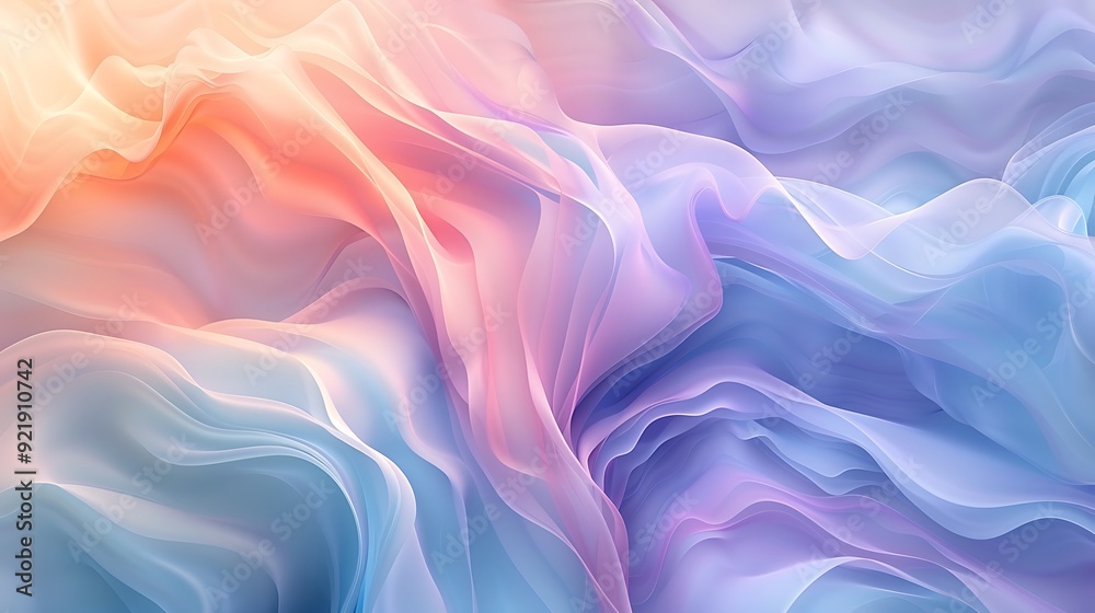 Pastel abstract waves, soft wavy lines in hues of lavender, mint, and peach, fluid and elegant, hd quality, light and airy design, smooth transitions. --ar 16:9 --v 6.0 --s 250 --style raw Pastel abstract waves, soft wavy lines in hues of lavender, mint, and peach, fluid and elegant, hd quality, light and airy design, smooth transitions. --ar 16:9 --v 6.0 --s 250 --style raw