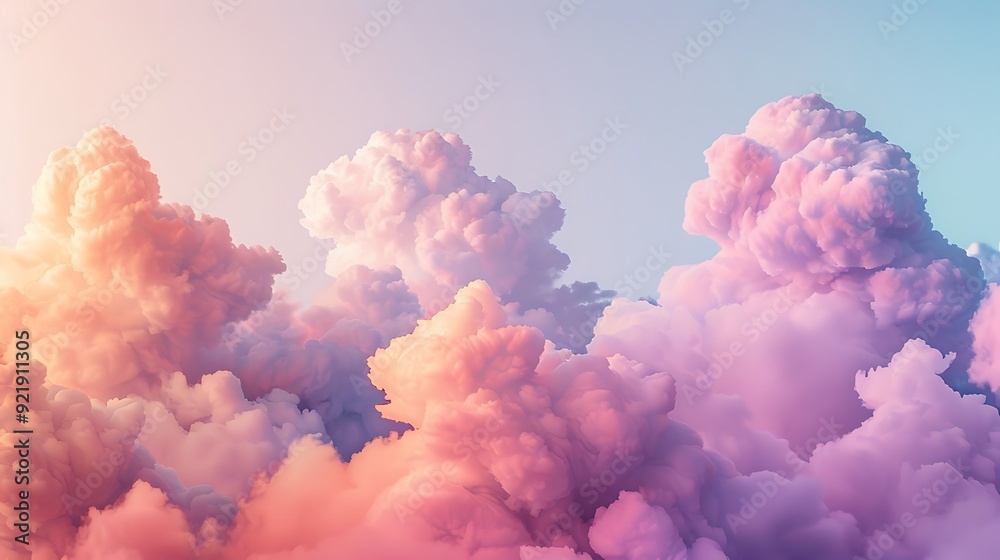 Pastel clouds in soft colors, fluffy shapes in lavender, mint, and peach, against a pale sky, hd quality, whimsical and calming design. --ar 16:9 --v 6.0 --s 250 --style raw Pastel clouds in soft colors, fluffy shapes in lavender, mint, and peach, against a pale sky, hd quality, whimsical and calming design. --ar 16:9 --v 6.0 --s 250 --style raw