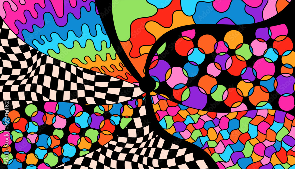 Obraz premium Zentangle coloring page for adult. Psychedelic groovy color background.