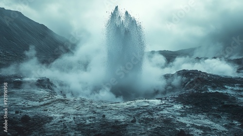 Wallpaper Mural Dynamic geyser burst with swirling steam and water in a geothermal area picture Torontodigital.ca