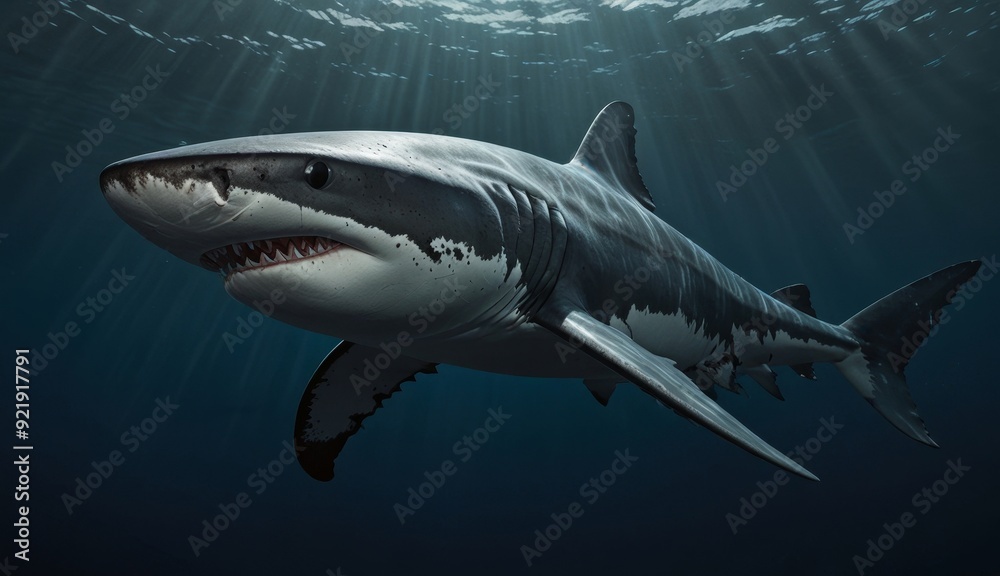 Majestic Great White Shark Underwater Majestic Great White Shark Underwater