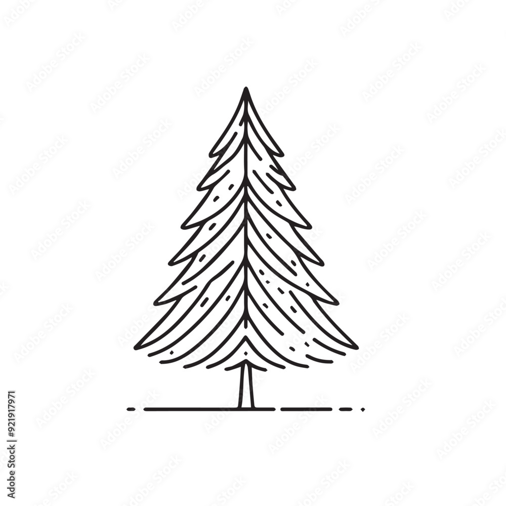 Obraz premium Set of Christmas tree. Happy New Year. coloring for kids. linear drawing. outline vector