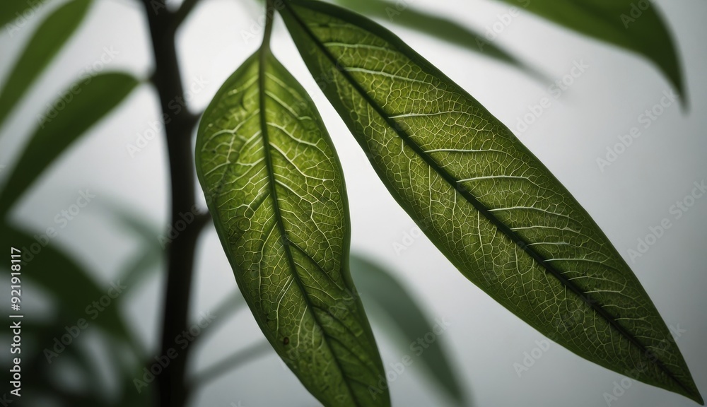 Naklejka premium Close-Up of Vibrant Green Leaves