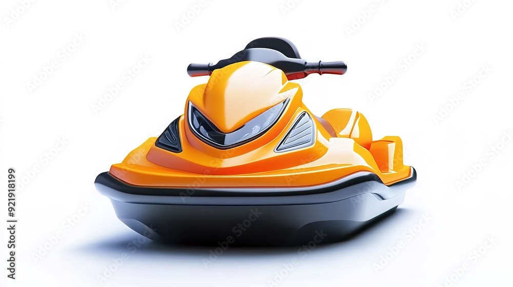 Naklejka premium Cartoon orange jet ski isolated on white background