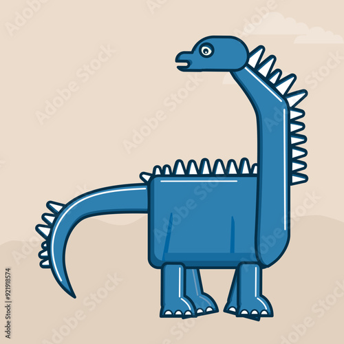 Blue Brontosaurus Dinosaur Cartoon Vector Illustration