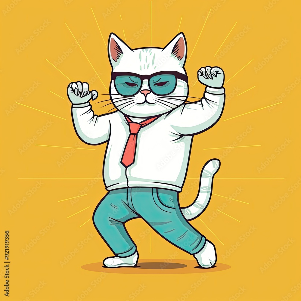 Adorable Pastel Kitten Illustration: A Playful, Dancing Feline Cartoon with a Vibrant, Colorful Background, Showcasing a Cute Kitty with Swag and Singing Charms in Soft, Gentle Hues Adorable Pastel Kitten Illustration: A Playful, Dancing Feline Cartoon with a Vibrant, Colorful Background, Showcasing a Cute Kitty with Swag and Singing Charms in Soft, Gentle Hues