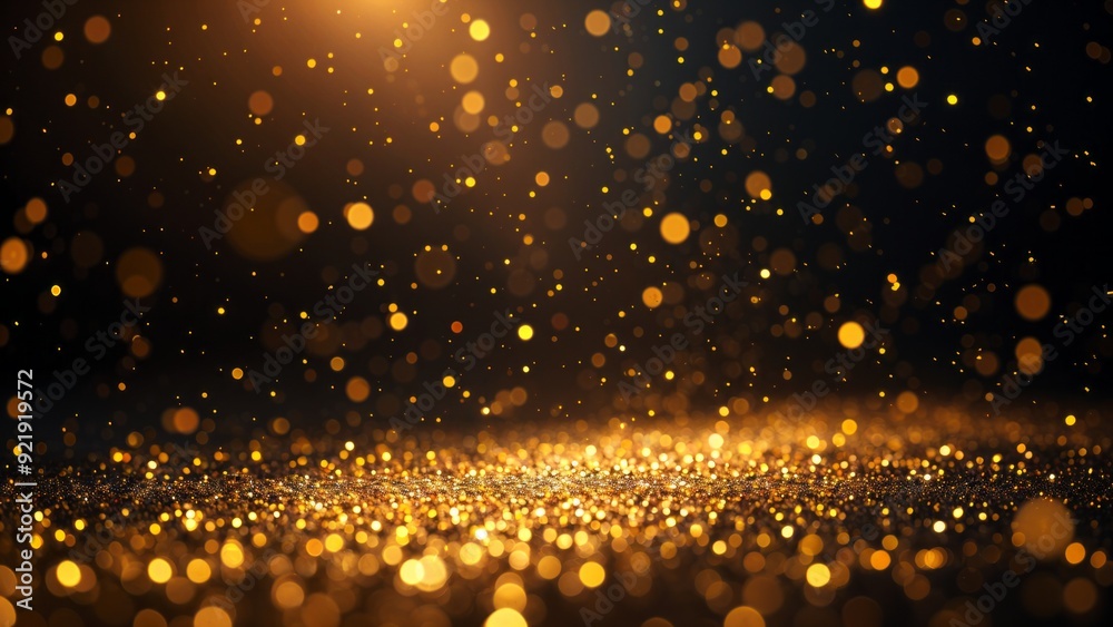 Obraz premium Black bokeh golden glitter, banner background for black friday. Horizontal banner, poster, website header. Banner with copy space.