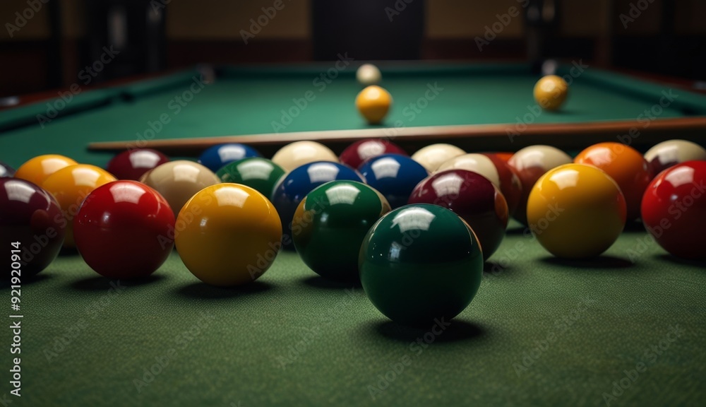 Colorful Pool Balls on Green Felt Colorful Pool Balls on Green Felt