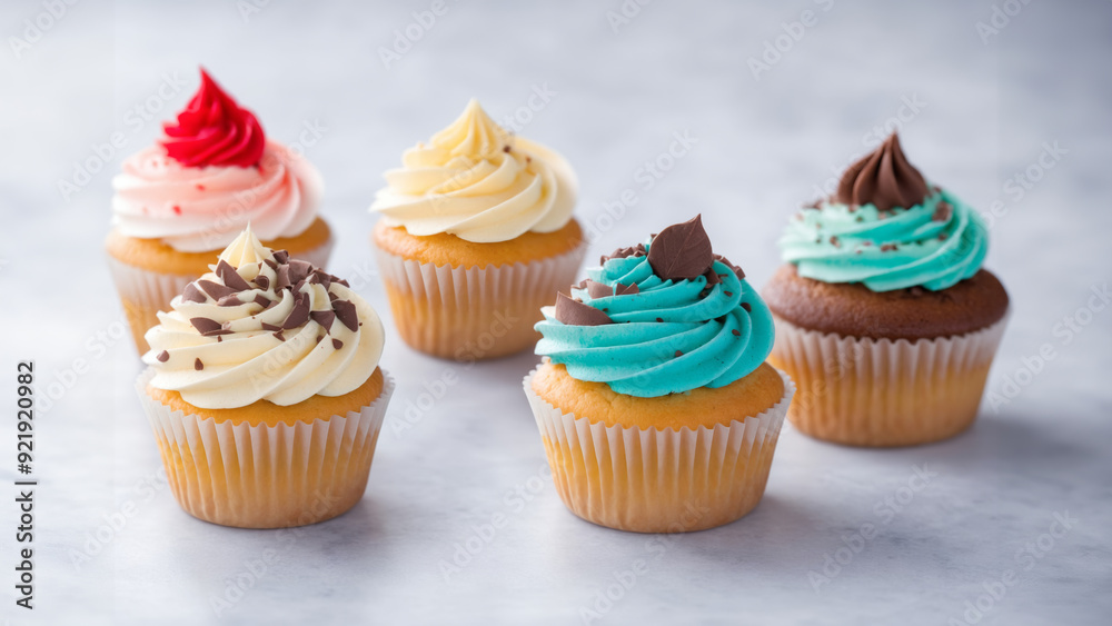 Colorful cupcakes with cream and sprinkles Colorful cupcakes with cream and sprinkles