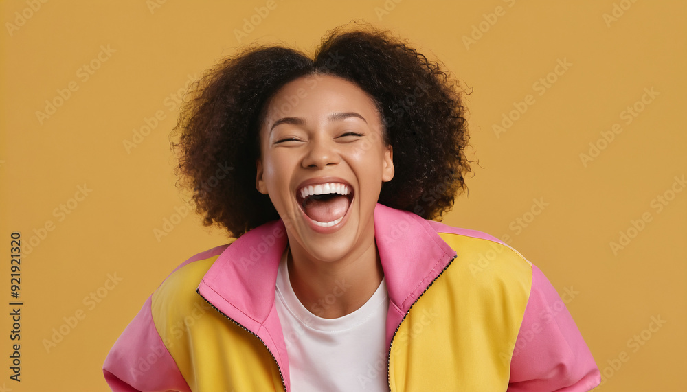 Portrait femme américaine africaine modèle mode rose fond orange jaune. Portrait femme américaine africaine modèle mode rose fond orange jaune.