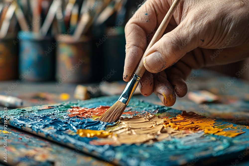 Artist's Hand with Paintbrush and Palette.