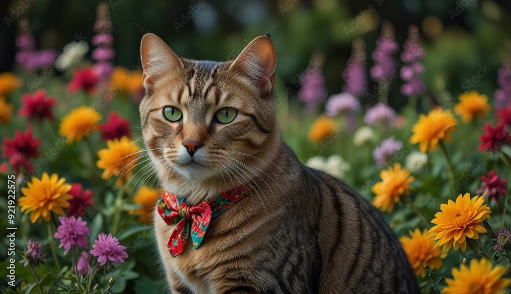 Adorable Cat Among Vibrant Flowers Adorable Cat Among Vibrant Flowers