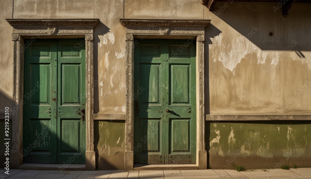 Charming Green Double Doors Charming Green Double Doors