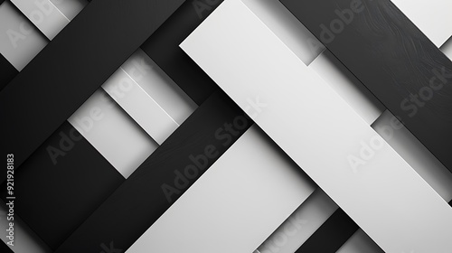 A modern black and white design with bold, intersecting diagonal lines creating a minimalist pattern on a clean white background. High contrast, sharp angles, hd quality, elegant and contemporary.