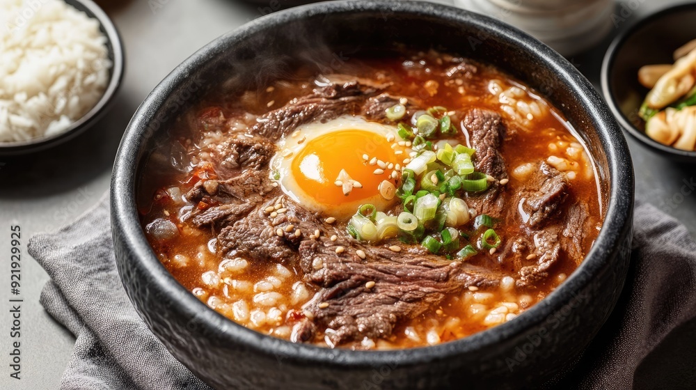 Korean beef soup (seolleongtang) with tender beef and rice. Perfect for traditional meal posts Korean beef soup (seolleongtang) with tender beef and rice. Perfect for traditional meal posts