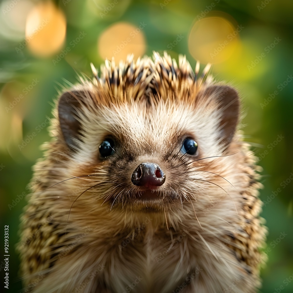 Closeup Portrait of a Curious Hedgehog in a Lush Forest Habitat Closeup Portrait of a Curious Hedgehog in a Lush Forest Habitat