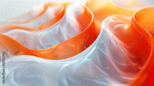 Abstract orange background, with curved shape on a white background, designed for motion graphics animation using the octane render engine. This fluid and captivating vector illustration