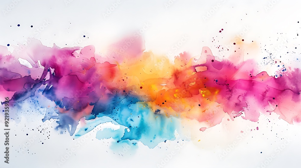 An abstract watercolor design with vibrant splashes of teal, magenta, and yellow, creating a dynamic and colorful composition on a white background. Rich colors, fluid lines, hd quality, An abstract watercolor design with vibrant splashes of teal, magenta, and yellow, creating a dynamic and colorful composition on a white background. Rich colors, fluid lines, hd quality,