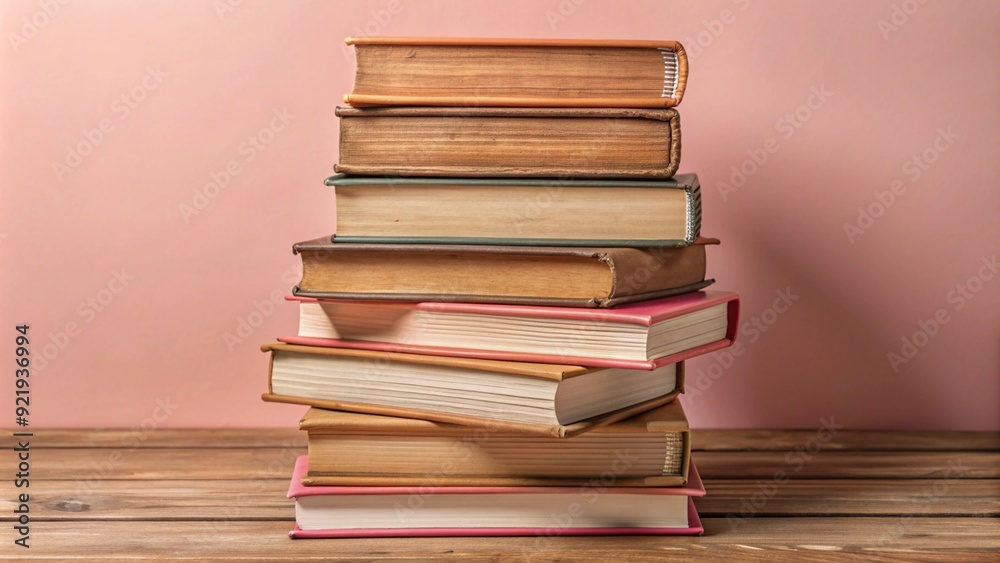 Books stacked on top of each other in different colors and sizes for reading and learning. Books stacked on top of each other in different colors and sizes for reading and learning.