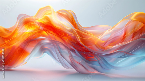Abstract orange curved shape on a white background, designed for motion graphics animation using the octane render engine. This fluid and captivating vector illustration