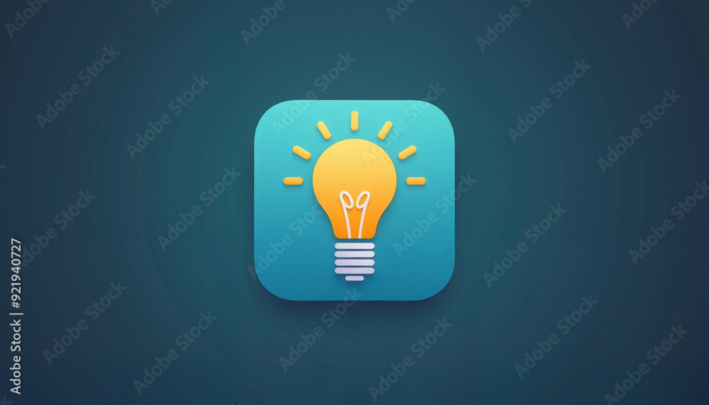 Light Bulb App Icon with Blue Background, Creative Ideas Concept Light Bulb App Icon with Blue Background, Creative Ideas Concept