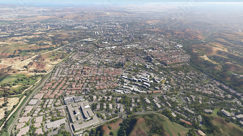 Technical aerial visual, 3D LiDAR GIS aerial map satellite scan model isolated, showing Chula Vista.  Elevation, topography, render photo