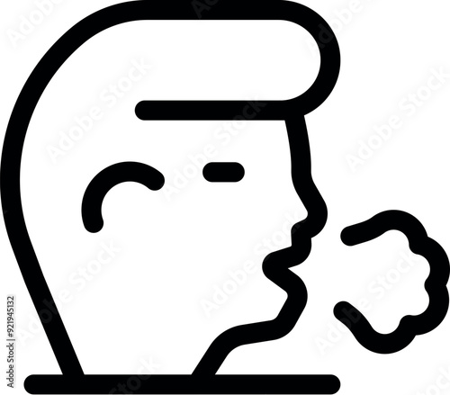 Simple vector of a man blowing air, useful for representing asthma, respiratory illnesses, or breathing exercises