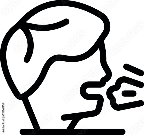Sick person is coughing with their mouth open, potentially spreading germs and viruses