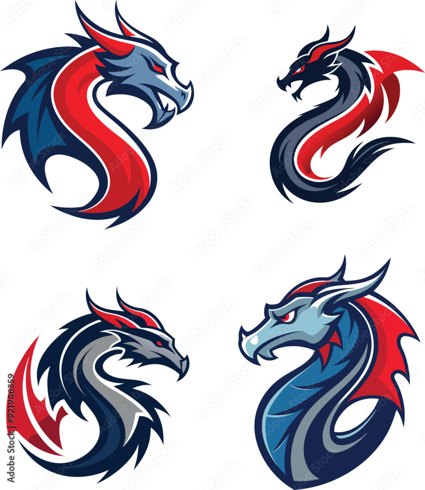 Dragon Logo Vector, Icon use for various way with editable eps Dragon Logo Vector, Icon use for various way with editable eps
