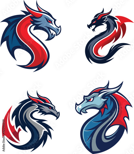 Wallpaper Mural Dragon Logo Vector, Icon use for various way with editable eps Torontodigital.ca