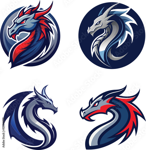 Wallpaper Mural Dragon Logo Vector, Icon use for various way with editable eps Torontodigital.ca