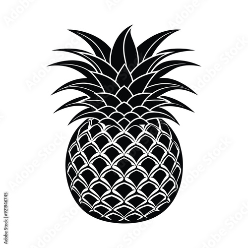 a silhouette of pineapple vector art illustration