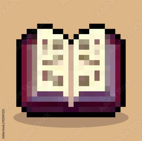 Magic book game item pixel art vector
