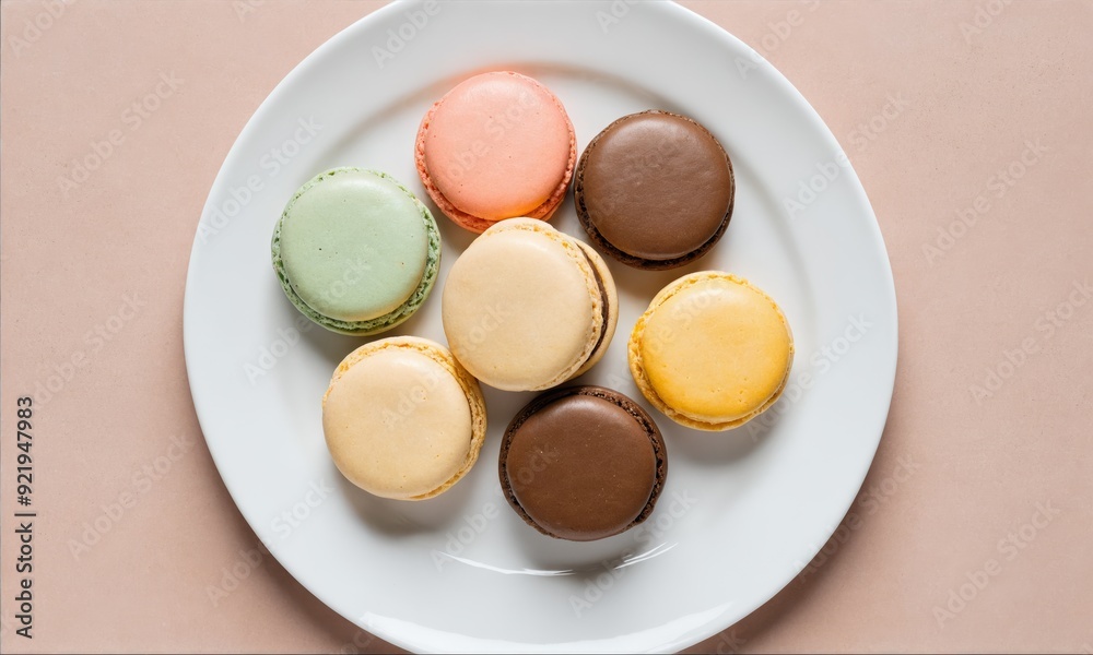 Top view of macarons in different colors Top view of macarons in different colors